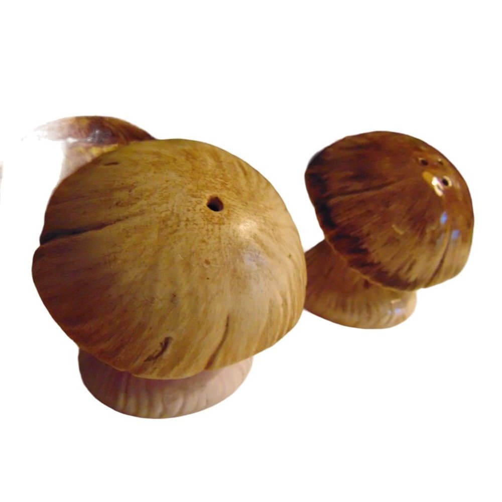 Vintage Mushroom Salt and Pepper Set Shakers 3 Total Retro Seventies